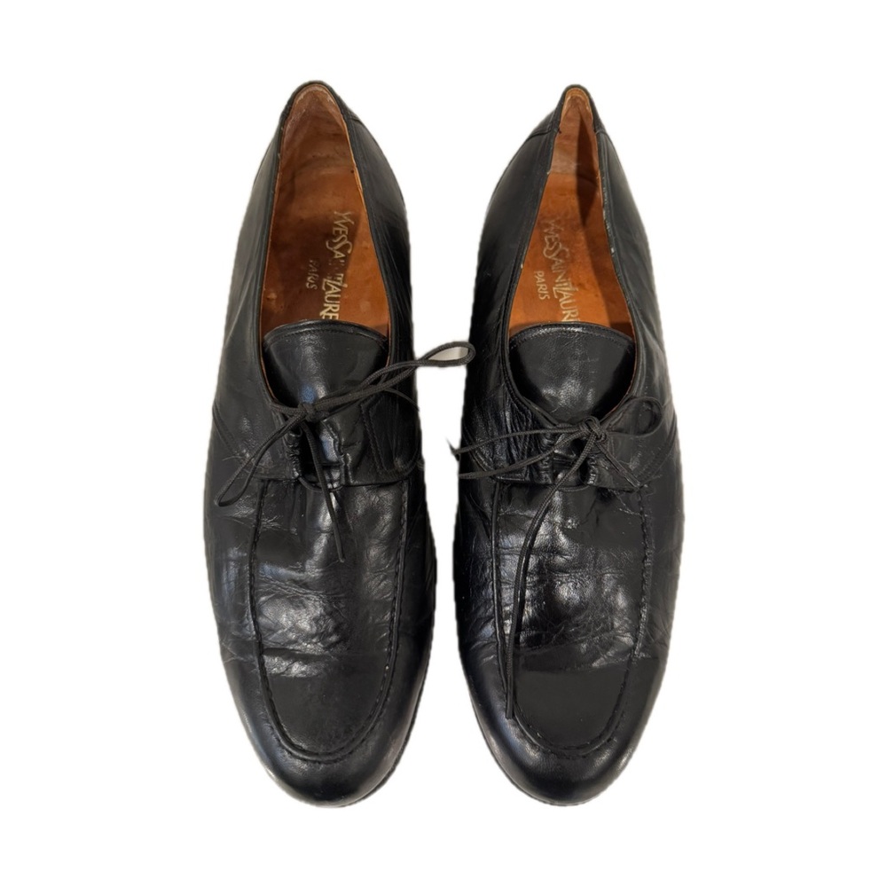Yves Saint Laurent Elegant Black Leather Derbys